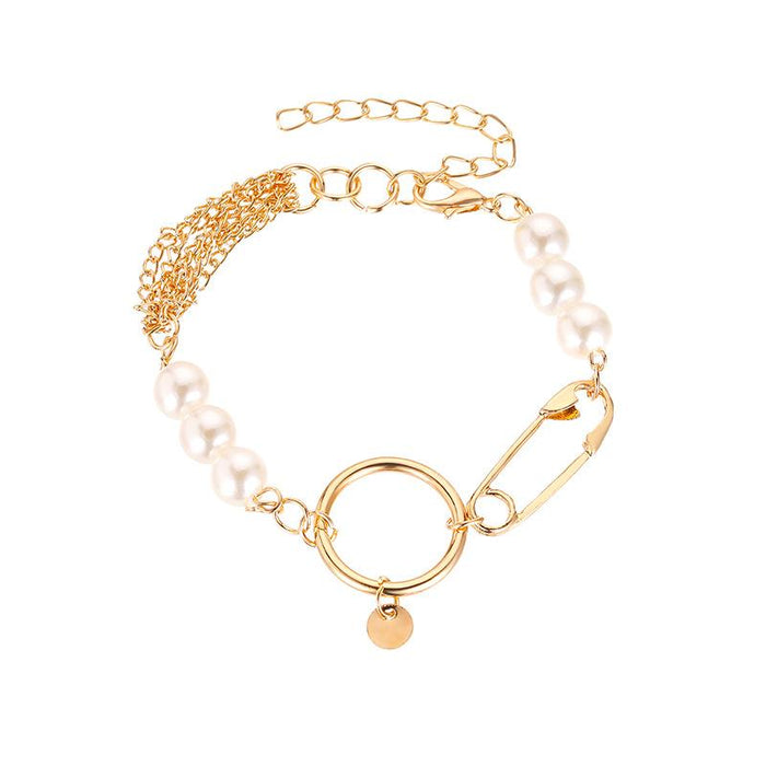 Bulk Jewelry Wholesale gold alloy pearl thick chain bracelet JDC-BT-D478 Wholesale factory from China YIWU China