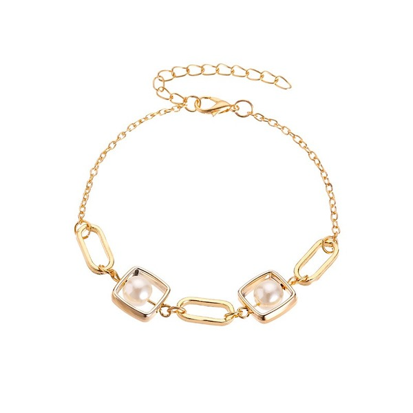 Bulk Jewelry Wholesale gold alloy pearl thick chain bracelet JDC-BT-D478 Wholesale factory from China YIWU China