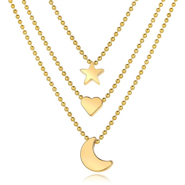 Bulk Jewelry Wholesale gold alloy pendant simple Star Moon Love Pendant Necklace  JDC-NE-F329 Wholesale factory from China YIWU China