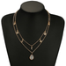Bulk Jewelry Wholesale gold alloy pentagonal star moon-encrusted double-layer necklace JDC-NE-C079 Wholesale factory from China YIWU China