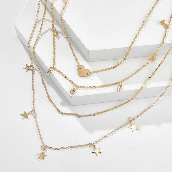 Bulk Jewelry Wholesale gold alloy Pentagram multilayer Necklace JDC-NE-C075 Wholesale factory from China YIWU China