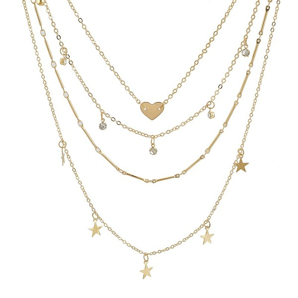 Bulk Jewelry Wholesale gold alloy Pentagram multilayer Necklace JDC-NE-C075 Wholesale factory from China YIWU China