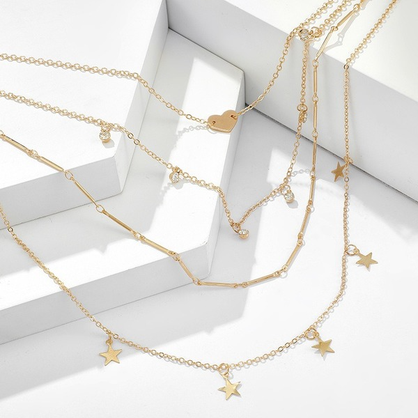 Bulk Jewelry Wholesale gold alloy Pentagram multilayer Necklace JDC-NE-C075 Wholesale factory from China YIWU China