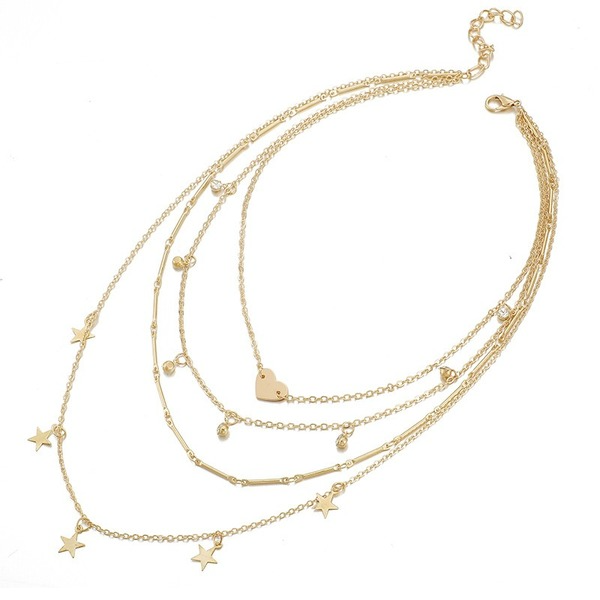 Bulk Jewelry Wholesale gold alloy Pentagram multilayer Necklace JDC-NE-C075 Wholesale factory from China YIWU China