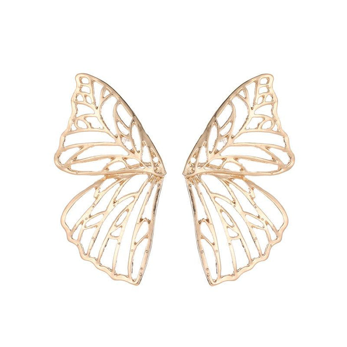 Wholesale gold alloy pierced butterfly wing earrings JDC-ES-D314 Earrings JoyasDeChina 01KC Gold 11123 Wholesale Jewelry JoyasDeChina Joyas De China