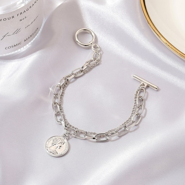 Bulk Jewelry Wholesale gold alloy portrait round double bracelet female JDC-BT-D536 Wholesale factory from China YIWU China