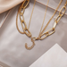 Bulk Jewelry Wholesale gold alloy retro minimalist eight-man star lock pendant thick chain necklace JDC-NE-F327 Wholesale factory from China YIWU China