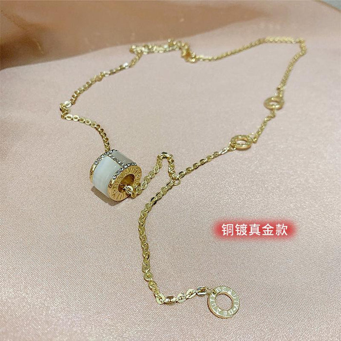 Bulk Jewelry Wholesale gold alloy Roman numeral opal necklace JDC-NE-BY010 Wholesale factory from China YIWU China