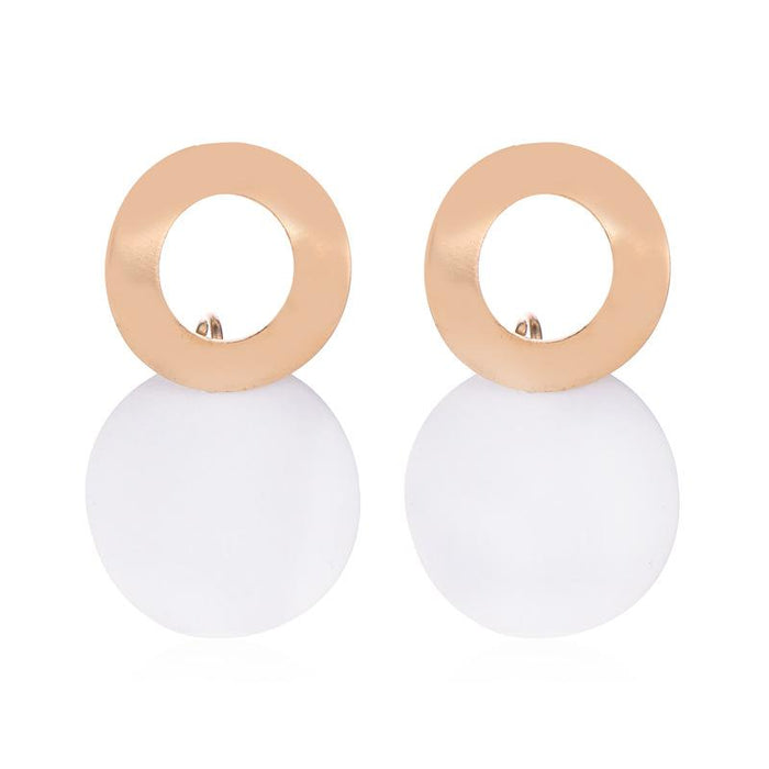 Wholesale gold alloy stereo Disc Earrings JDC-ES-D317 Earrings JoyasDeChina 01KC Gold White 3285 Wholesale Jewelry JoyasDeChina Joyas De China