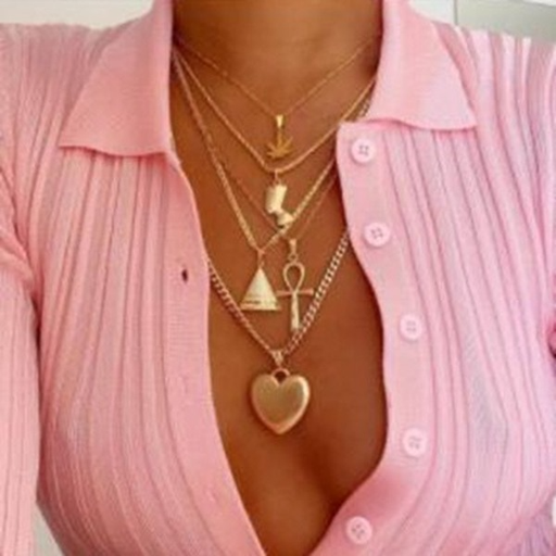 Bulk Jewelry Wholesale gold alloy triangle love lightning villain multilayer Necklace JDC-NE-C083 Wholesale factory from China YIWU China