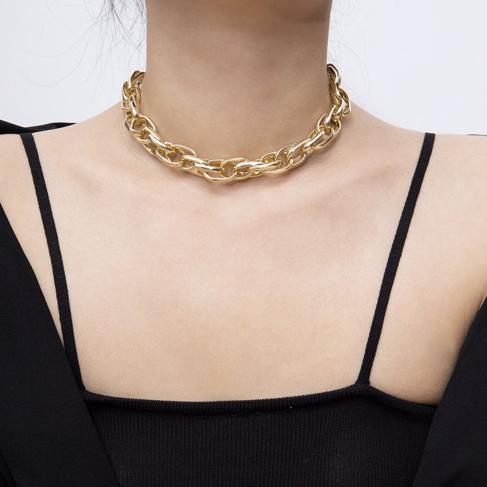 Bulk Jewelry Wholesale gold aluminum twist chain necklace for women JDC-NE-KunJ060 Wholesale factory from China YIWU China