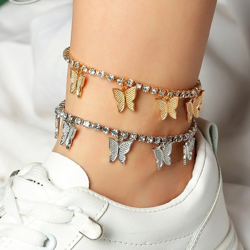 Bulk Jewelry Wholesale gold and silver alloy butterfly anklet  JDC-AS-e051 Wholesale factory from China YIWU China