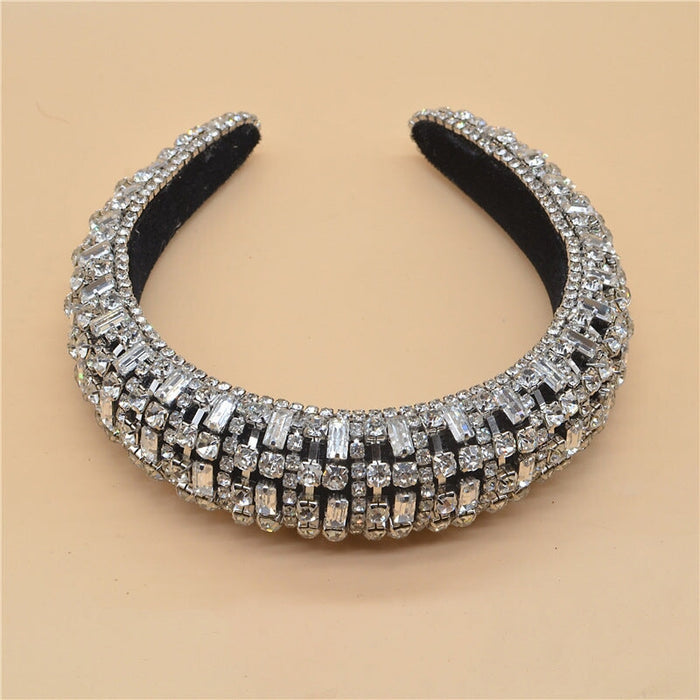 Wholesale Gold Baroque Luxury Rhinestone Headband JDC-HD-Yangq008 Headband 艳茜 Silver rhinestones Wholesale Jewelry JoyasDeChina Joyas De China