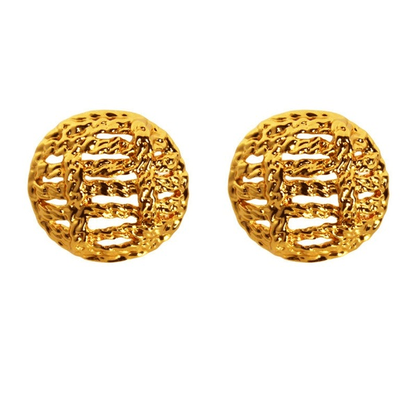 Wholesale Gold Brass Gold Plated Round Stud Earrings Vintage Cutout JDC-ES-BaoLi007 Earrings 宝莉 Wholesale Jewelry JoyasDeChina Joyas De China