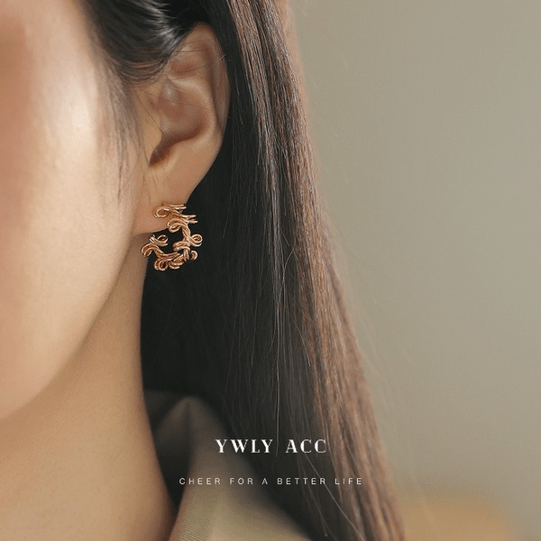 Wholesale Gold Brass Irregular Line Wrap Earrings JDC-ES-YWLY055 Earrings 丽轶 Wholesale Jewelry JoyasDeChina Joyas De China