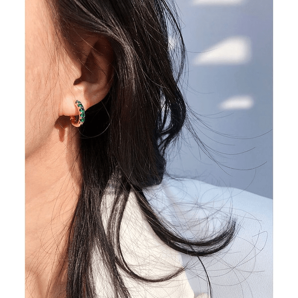 Wholesale Gold Circle Vintage Emerald Zircon Coarse Small Earrings JDC-ES-BaoLi001 Earrings 宝莉 Wholesale Jewelry JoyasDeChina Joyas De China