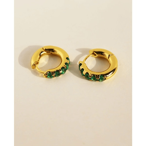 Wholesale Gold Circle Vintage Emerald Zircon Coarse Small Earrings JDC-ES-BaoLi001 Earrings 宝莉 Wholesale Jewelry JoyasDeChina Joyas De China