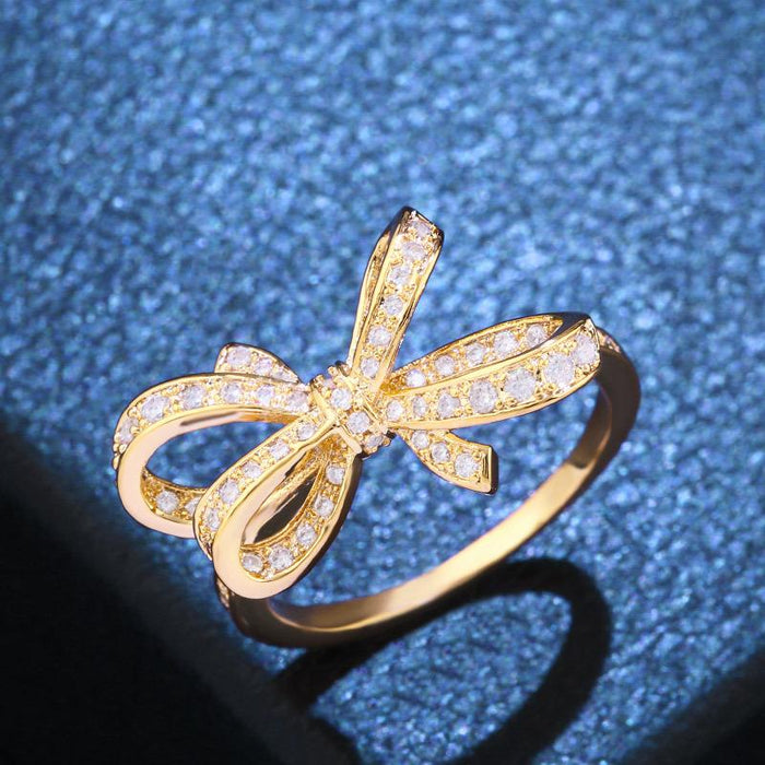 Bulk Jewelry Wholesale gold copper bow ring JDC-RS-AS041 Wholesale factory from China YIWU China