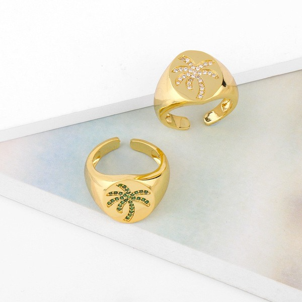 Bulk Jewelry Wholesale gold copper coconut tree Rings JDC-RS-AS069 Wholesale factory from China YIWU China