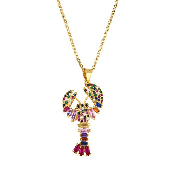 Bulk Jewelry Wholesale gold copper colored zircon lobster sea horse Necklaces JDC-NE-AS269 Wholesale factory from China YIWU China