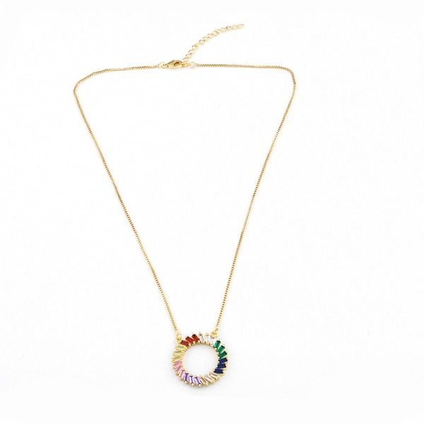 Bulk Jewelry Wholesale gold copper colored zircon round Necklaces JDC-NE-AS222 Wholesale factory from China YIWU China