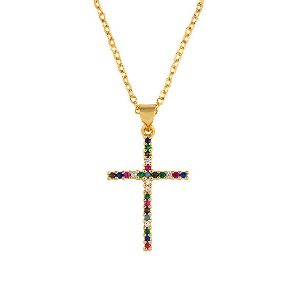 Bulk Jewelry Wholesale gold copper cross Love Pendant Necklaces JDC-NE-AS217 Wholesale factory from China YIWU China