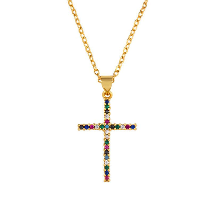 Bulk Jewelry Wholesale gold copper cross Love Pendant Necklaces JDC-NE-AS217 Wholesale factory from China YIWU China