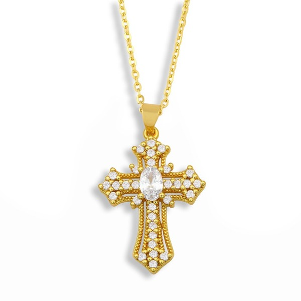 Bulk Jewelry Wholesale gold copper diamond-encrusted cross Necklaces JDC-NE-AS272 Wholesale factory from China YIWU China