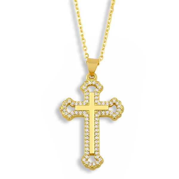 Bulk Jewelry Wholesale gold copper diamond-encrusted cross Necklaces JDC-NE-AS272 Wholesale factory from China YIWU China