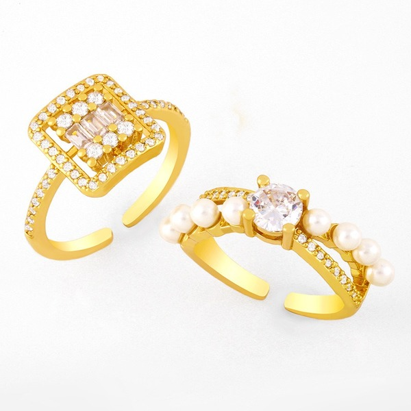 Bulk Jewelry Wholesale gold copper pearl zircon Rings JDC-RS-AS070 Wholesale factory from China YIWU China