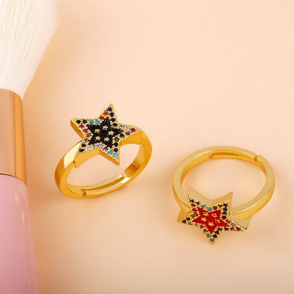 Bulk Jewelry Wholesale gold copper Pentagram Rings JDC-RS-AS115 Wholesale factory from China YIWU China