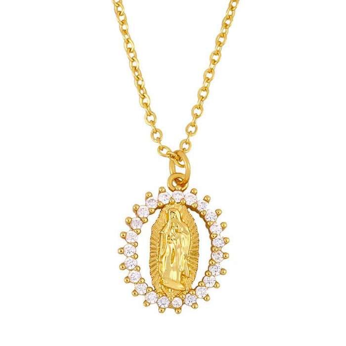 Bulk Jewelry Wholesale gold copper virgin Mary Necklaces JDC-NE-AS204 Wholesale factory from China YIWU China