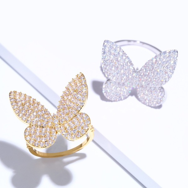 Bulk Jewelry Wholesale gold copper zircon Butterfly Rings JDC-RS-AS209 Wholesale factory from China YIWU China