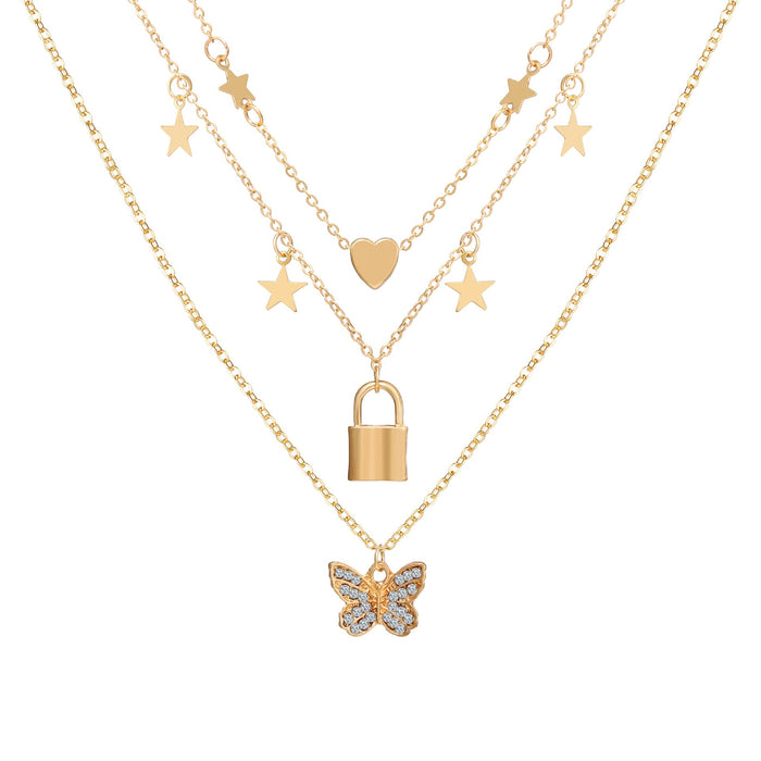 Bulk Jewelry Wholesale Gold Diamond Butterfly Pendant alloy necklace JDC-NE-F340 Wholesale factory from China YIWU China