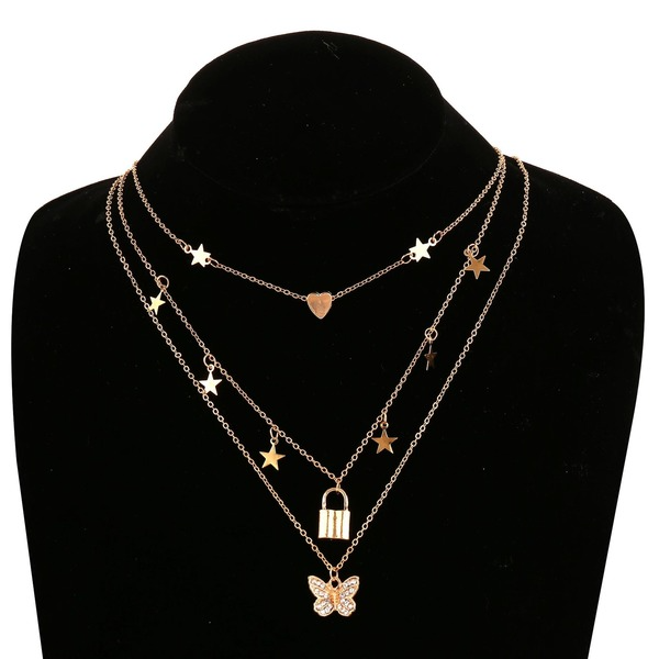 Bulk Jewelry Wholesale Gold Diamond Butterfly Pendant alloy necklace JDC-NE-F340 Wholesale factory from China YIWU China