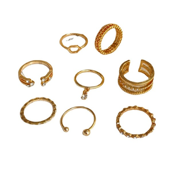 Bulk Jewelry Wholesale gold geometric hexagonal alloy can be folded with joint rings JDC-RS-F384 Wholesale factory from China YIWU China