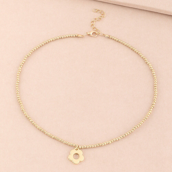 Wholesale gold hollow Flower Bead Necklace JDC-NE-E319 necklaces 奈珠 Wholesale Jewelry JoyasDeChina Joyas De China