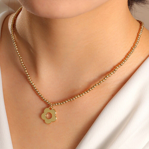 Wholesale gold hollow Flower Bead Necklace JDC-NE-E319 necklaces 奈珠 Wholesale Jewelry JoyasDeChina Joyas De China