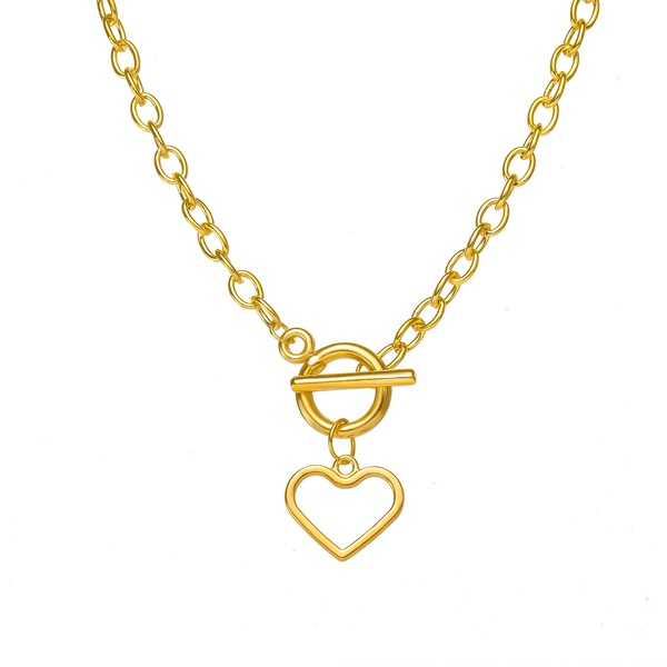 Bulk Jewelry Wholesale gold love elevator pendant exaggerated thick chain hip-hop fan alloy necklace JDC-NE-F349 Wholesale factory from China YIWU China