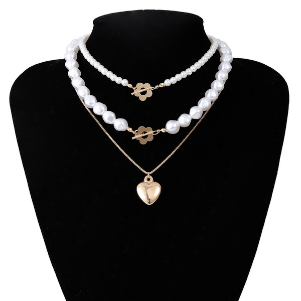 Bulk Jewelry Wholesale gold metal geometric imitation pearl set necklace JDC-NE-KunJ041 Wholesale factory from China YIWU China