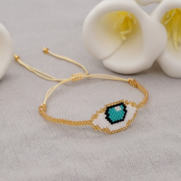 Bulk Jewelry Wholesale gold Miyuki beads blue eyes bracelet JDC-gbh355 Wholesale factory from China YIWU China