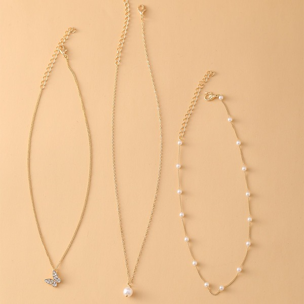 Bulk Jewelry Wholesale gold pearl clavicle chain simple Butterfly Pendant Necklace retro jewelry JDC-NE-F313 Wholesale factory from China YIWU China