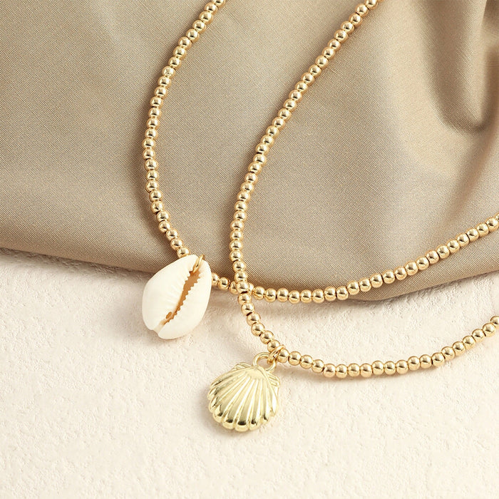 Wholesale gold pearl white shell necklace JDC-NE-E316 necklaces 奈珠 Wholesale Jewelry JoyasDeChina Joyas De China