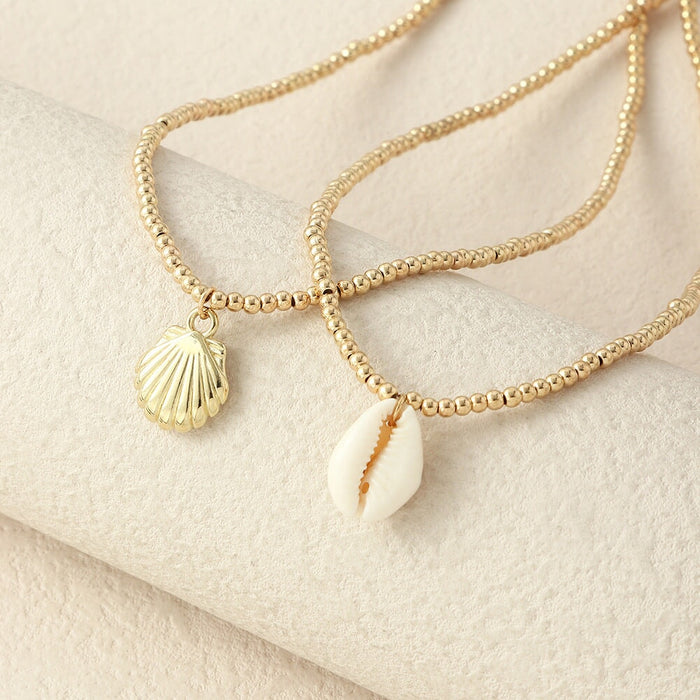 Wholesale gold pearl white shell necklace JDC-NE-E316 necklaces 奈珠 NZ2528jinse Wholesale Jewelry JoyasDeChina Joyas De China