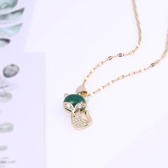 Wholesale Gold Plated Fox Pendant Alloy Necklace JDC-NE-XingL011 Necklaces 星銮 Wholesale Jewelry JoyasDeChina Joyas De China