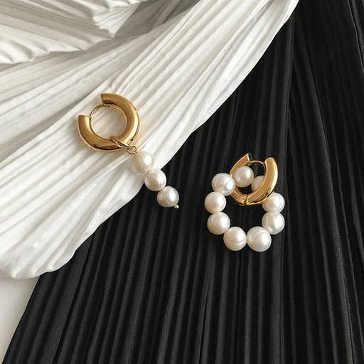 Wholesale gold plated Pearl Earrings JDC-ES-Linh007 Earrings 麟凰 Wholesale Jewelry JoyasDeChina Joyas De China