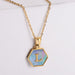 Wholesale Gold Plated Stainless Steel Blue Shell Letter Necklace JDC-NE-Aimi022 Necklaces 爱米 Wholesale Jewelry JoyasDeChina Joyas De China