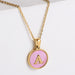 Wholesale Gold Plated Stainless Steel Pink Shell Letter Necklace JDC-NE-Aimi021 Necklaces 爱米 A Wholesale Jewelry JoyasDeChina Joyas De China