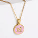 Wholesale Gold Plated Stainless Steel Pink Shell Letter Necklace JDC-NE-Aimi021 Necklaces 爱米 L Wholesale Jewelry JoyasDeChina Joyas De China