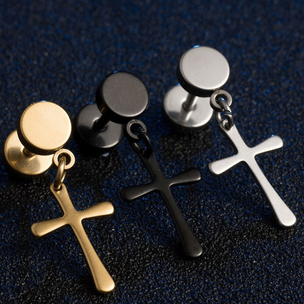 Wholesale gold stainless steel cross earrings JDC-ES-RXSFL003 Earrings 尚芙乐 Wholesale Jewelry JoyasDeChina Joyas De China